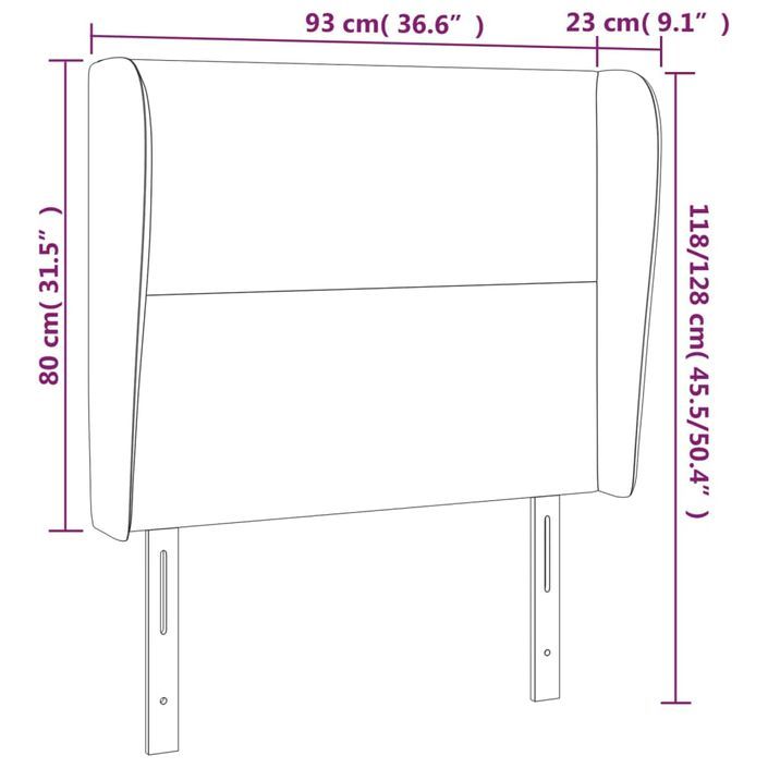 Tête de lit avec oreilles Blanc 93x23x118/128 cm Similicuir - Photo n°9