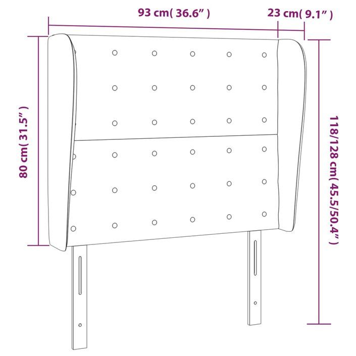 Tête de lit avec oreilles Blanc 93x23x118/128 cm Similicuir - Photo n°9