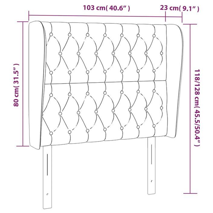 Tête de lit avec oreilles Bleu 103x23x118/128 cm Tissu - Photo n°9