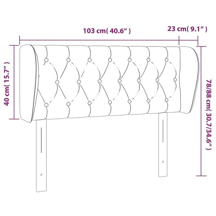 Tête de lit avec oreilles Bleu 103x23x78/88 cm Tissu - Photo n°9