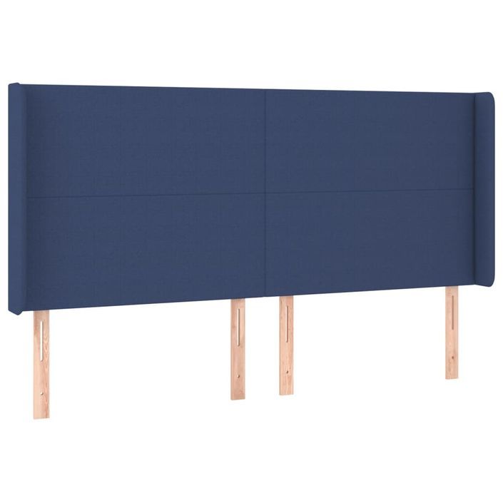 Tête de lit avec oreilles Bleu 163x16x118/128 cm Tissu - Photo n°2