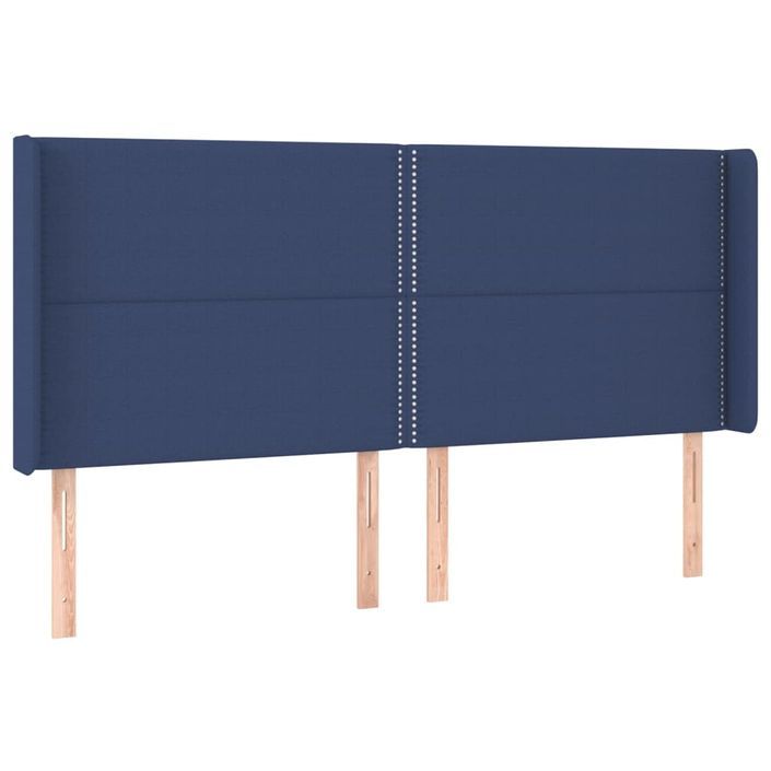 Tête de lit avec oreilles Bleu 163x16x118/128 cm Tissu - Photo n°2