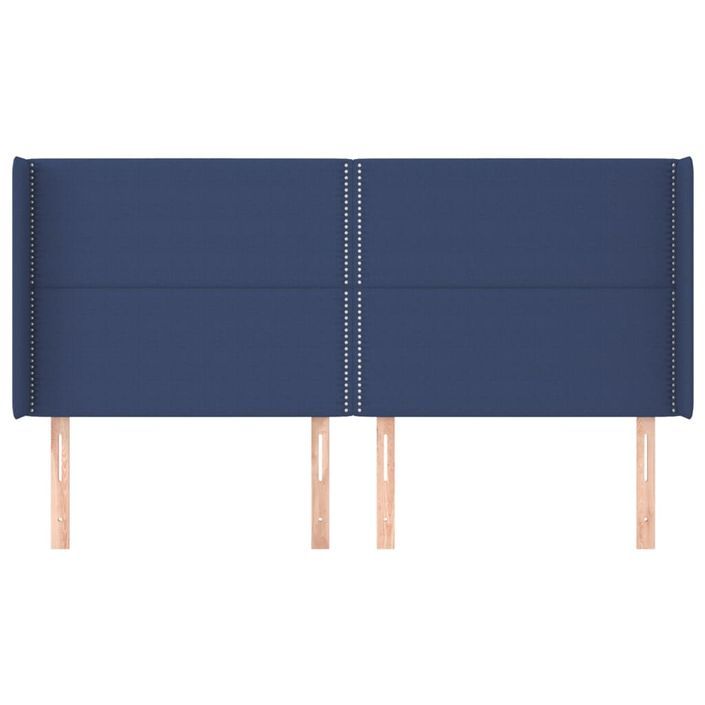 Tête de lit avec oreilles Bleu 163x16x118/128 cm Tissu - Photo n°3