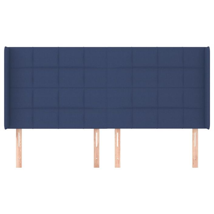 Tête de lit avec oreilles Bleu 163x16x118/128 cm Tissu - Photo n°3