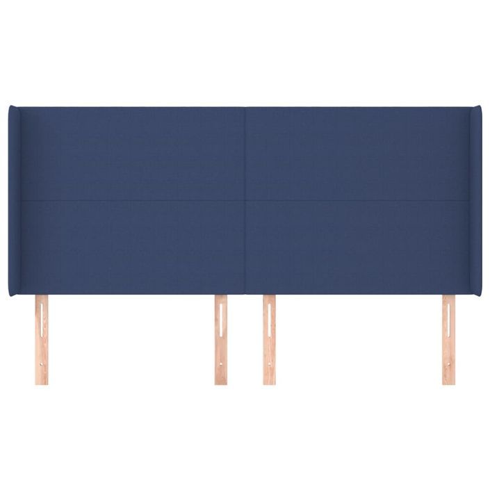 Tête de lit avec oreilles Bleu 183x16x118/128 cm Tissu - Photo n°3