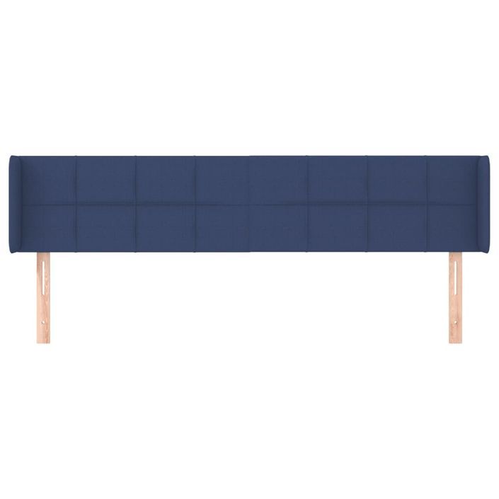 Tête de lit avec oreilles Bleu 203x16x78/88 cm Tissu - Photo n°3