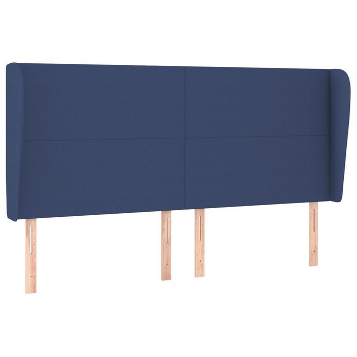 Tête de lit avec oreilles Bleu 203x23x118/128 cm Tissu - Photo n°2