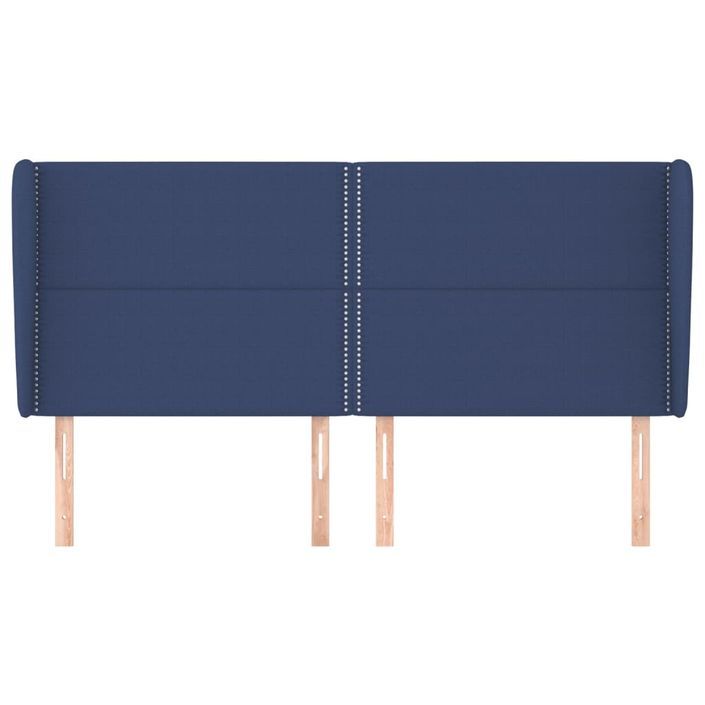 Tête de lit avec oreilles Bleu 203x23x118/128 cm Tissu - Photo n°3