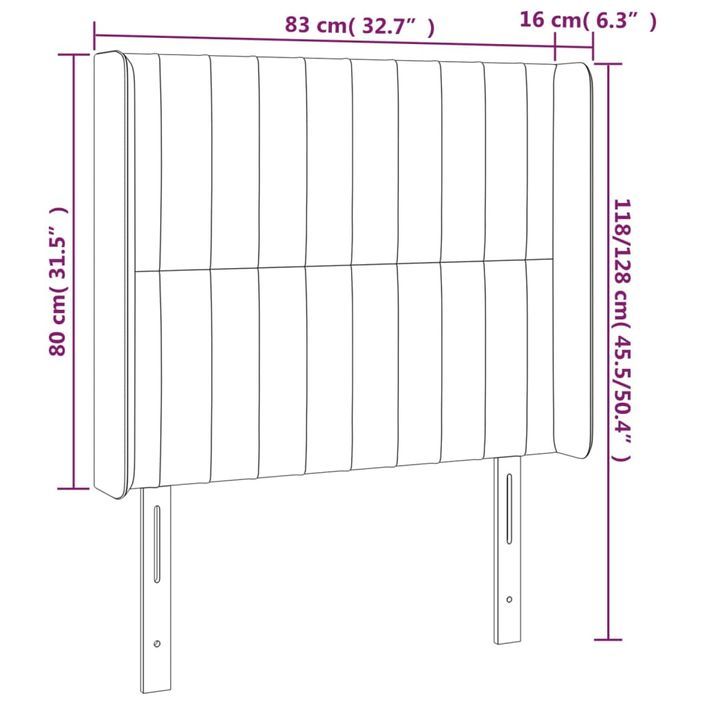 Tête de lit avec oreilles Bleu 83x16x118/128 cm Tissu - Photo n°9