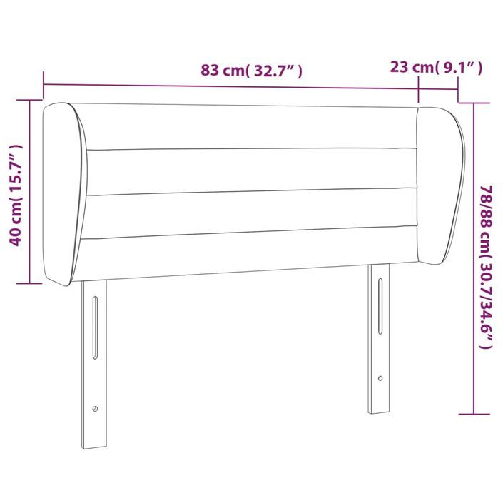 Tête de lit avec oreilles Bleu 83x23x78/88 cm Tissu - Photo n°9