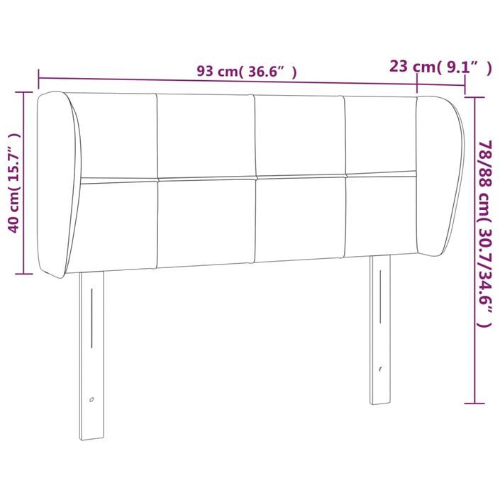 Tête de lit avec oreilles Bleu 93x23x78/88 cm Tissu - Photo n°9