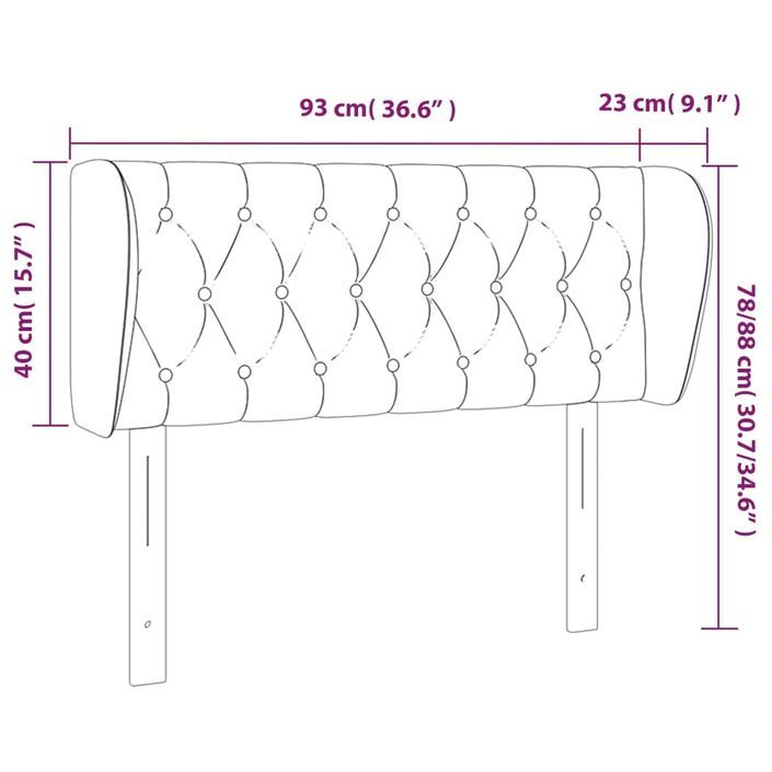 Tête de lit avec oreilles Bleu 93x23x78/88 cm Tissu - Photo n°9