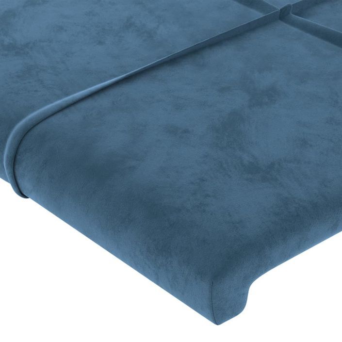 Tête de lit avec oreilles Bleu foncé 147x16x118/128 cm Velours - Photo n°5