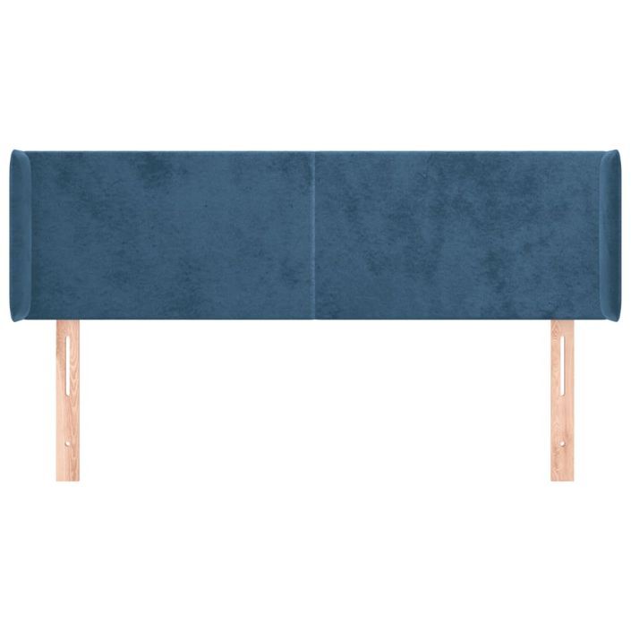 Tête de lit avec oreilles Bleu foncé 147x16x78/88 cm Velours - Photo n°3