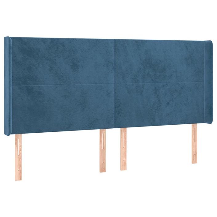 Tête de lit avec oreilles Bleu foncé 163x16x118/128 cm Velours - Photo n°2