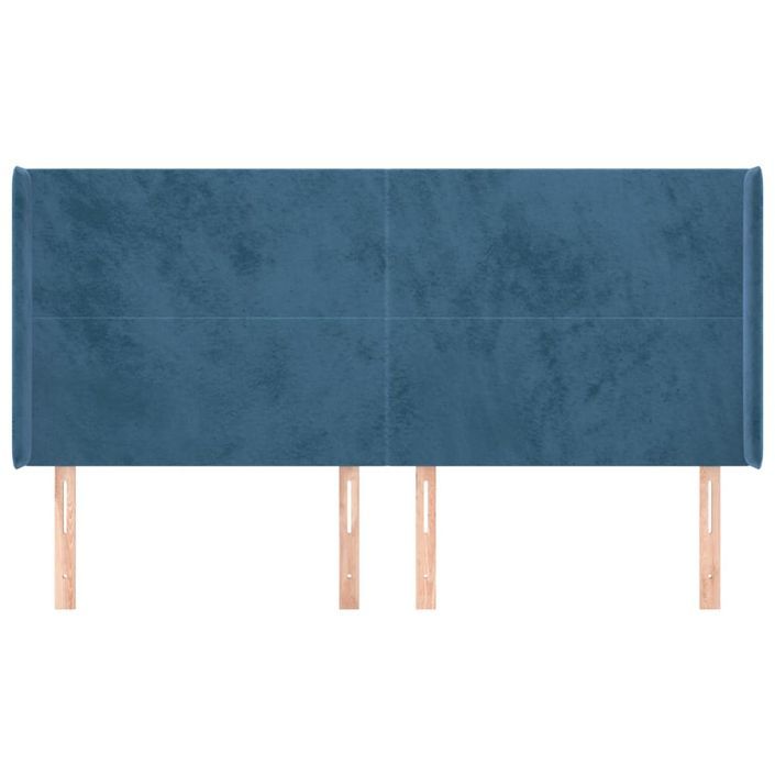 Tête de lit avec oreilles Bleu foncé 163x16x118/128 cm Velours - Photo n°3