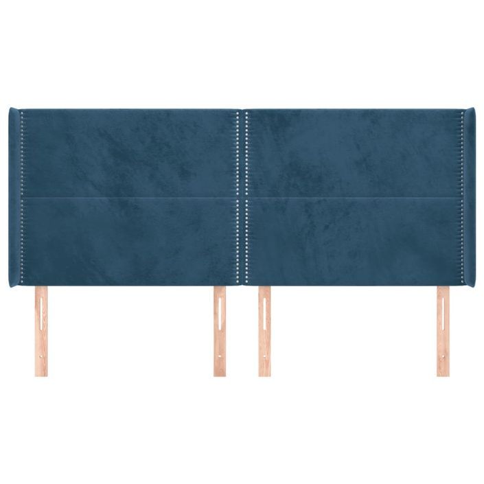 Tête de lit avec oreilles Bleu foncé 163x16x118/128 cm Velours - Photo n°3