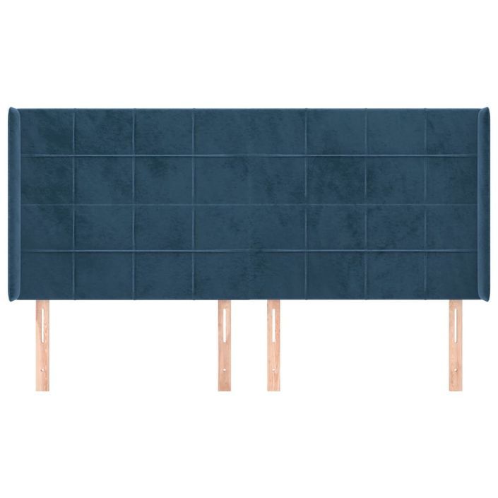 Tête de lit avec oreilles Bleu foncé 163x16x118/128 cm Velours - Photo n°3