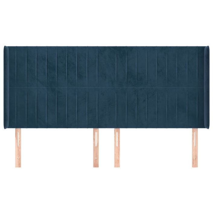 Tête de lit avec oreilles Bleu foncé 163x16x118/128 cm Velours - Photo n°3