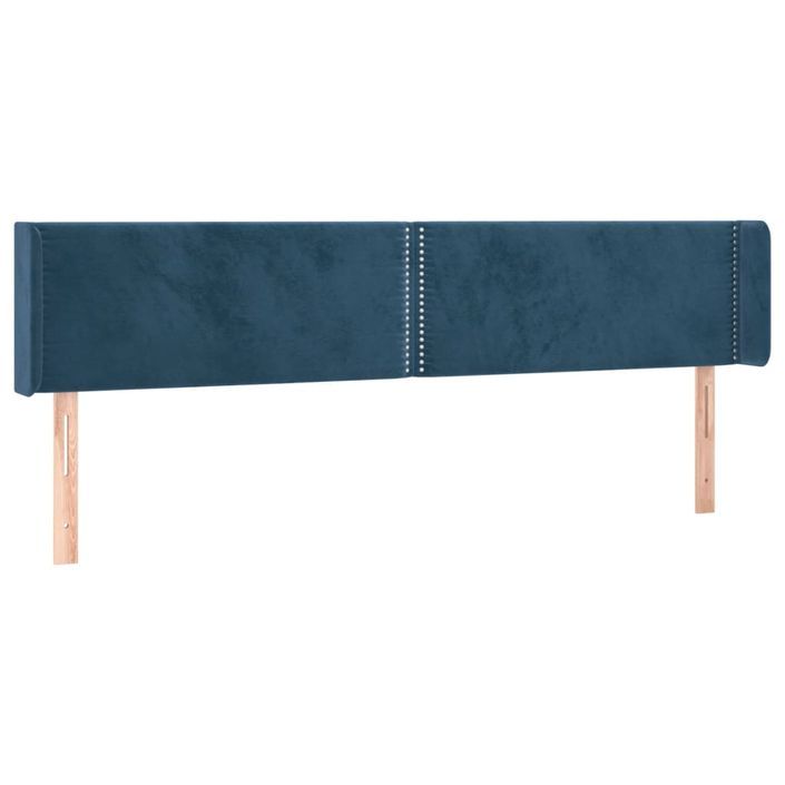 Tête de lit avec oreilles Bleu foncé 163x16x78/88 cm Velours - Photo n°2