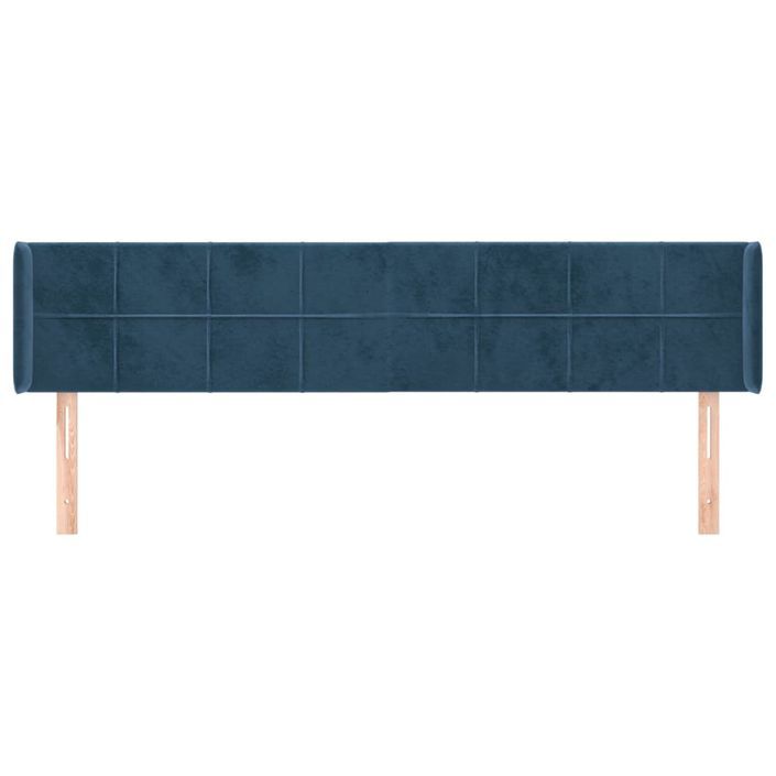 Tête de lit avec oreilles Bleu foncé 163x16x78/88 cm Velours - Photo n°3