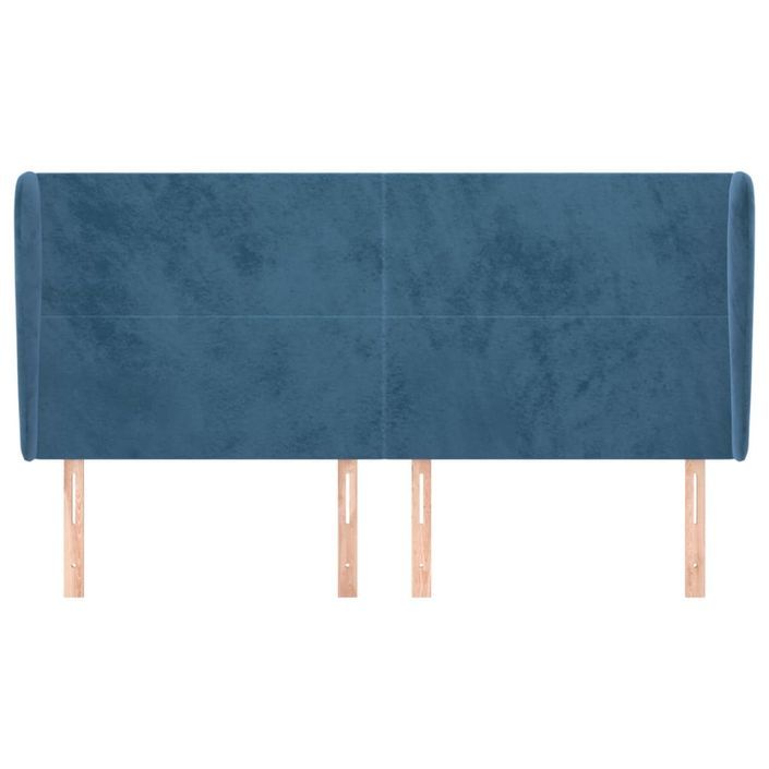 Tête de lit avec oreilles Bleu foncé 163x23x118/128 cm Velours - Photo n°3