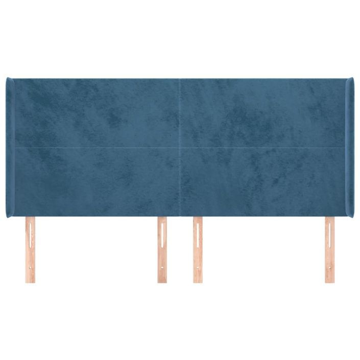 Tête de lit avec oreilles Bleu foncé 183x16x118/128 cm Velours - Photo n°3