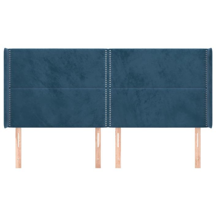 Tête de lit avec oreilles Bleu foncé 183x16x118/128 cm Velours - Photo n°3