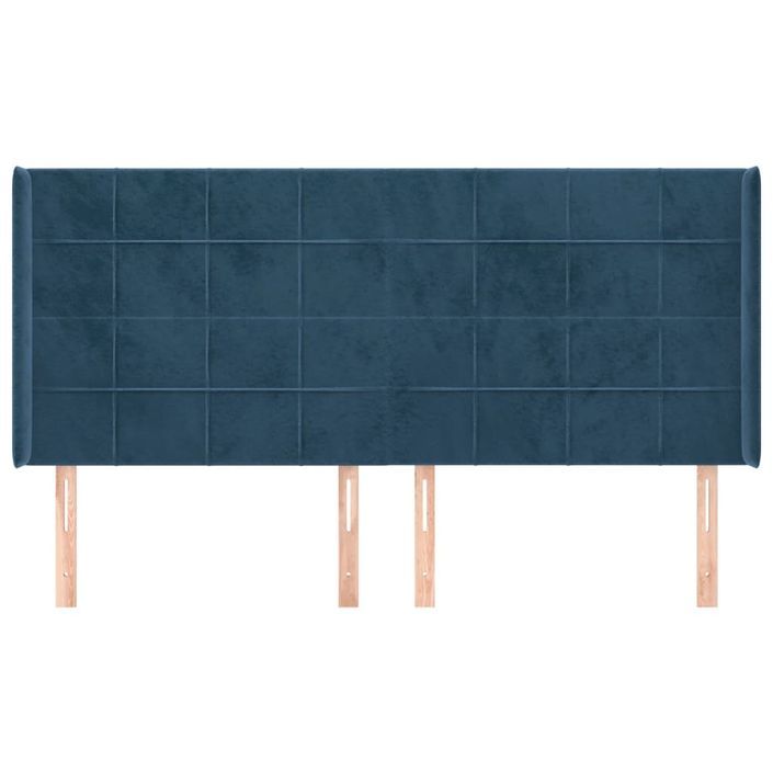 Tête de lit avec oreilles Bleu foncé 183x16x118/128 cm Velours - Photo n°3