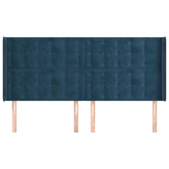 Tête de lit avec oreilles Bleu foncé 183x16x118/128 cm Velours - Photo n°3