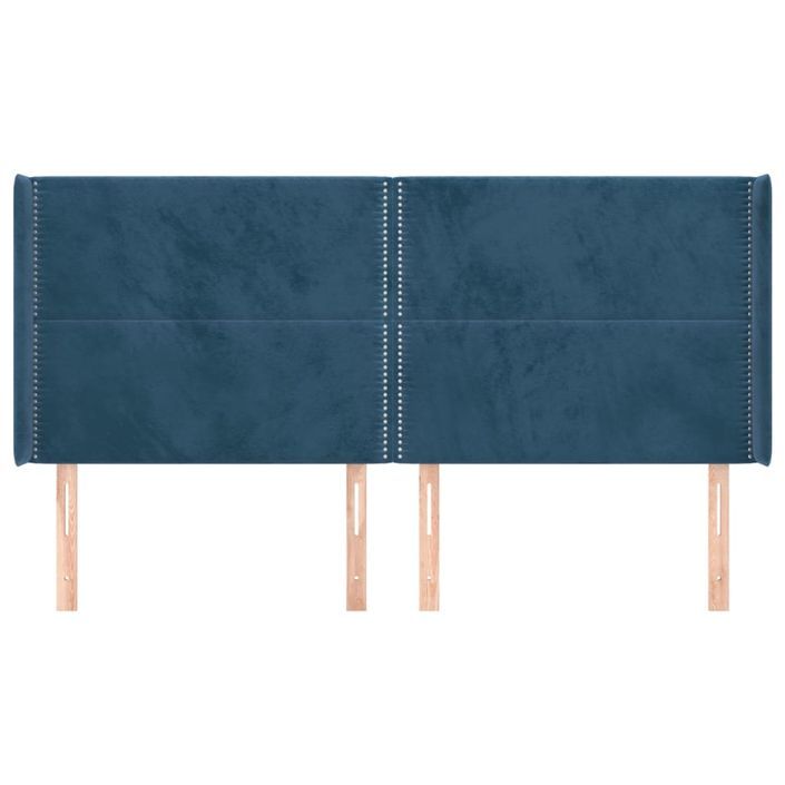 Tête de lit avec oreilles Bleu foncé 203x16x118/128 cm Velours - Photo n°3