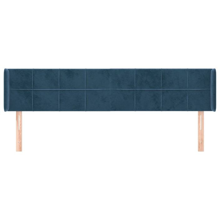 Tête de lit avec oreilles Bleu foncé 203x16x78/88 cm Velours - Photo n°3