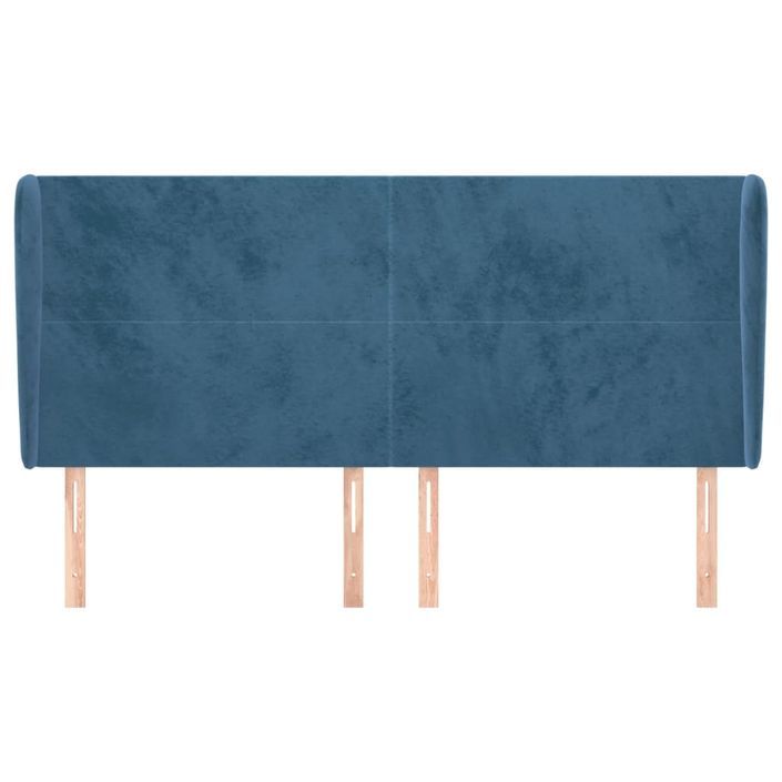 Tête de lit avec oreilles Bleu foncé 203x23x118/128 cm Velours - Photo n°3