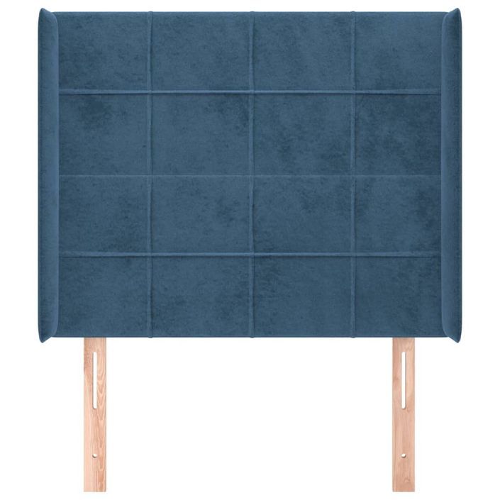 Tête de lit avec oreilles Bleu foncé 83x16x118/128 cm Velours - Photo n°3