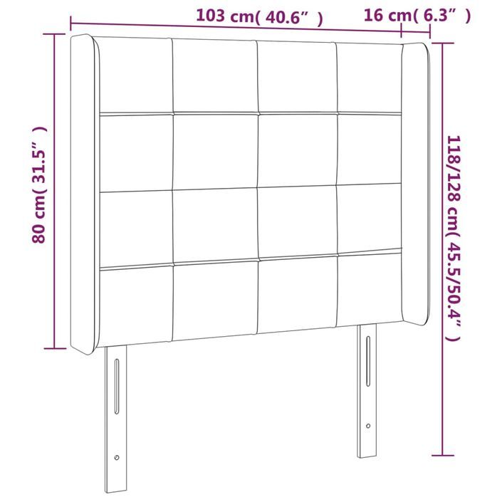 Tête de lit avec oreilles Crème 103x16x118/128 cm Tissu - Photo n°9