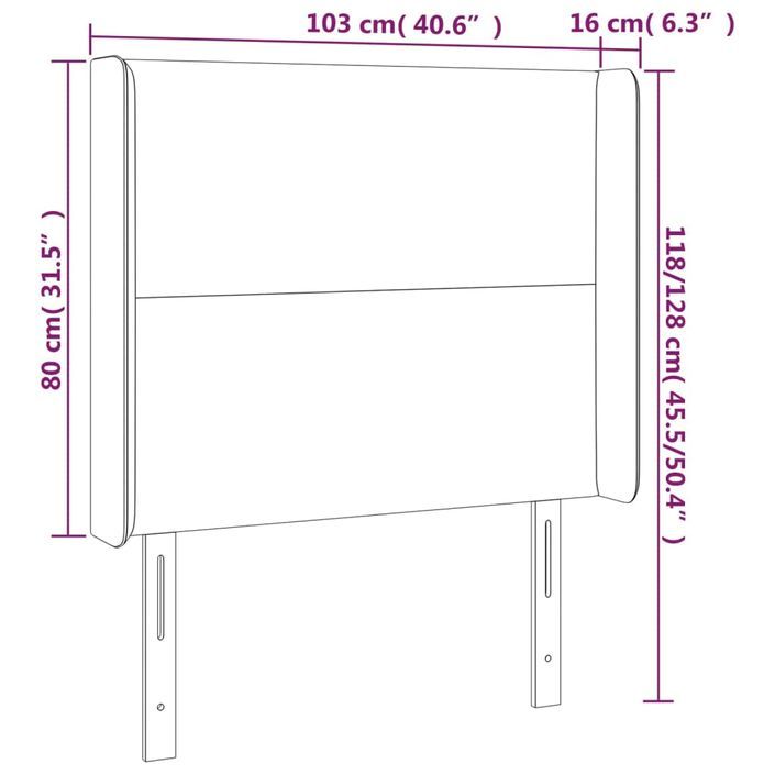 Tête de lit avec oreilles Crème 103x16x118/128 cm Tissu - Photo n°9