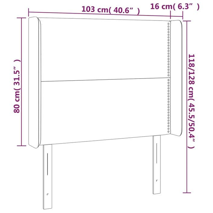 Tête de lit avec oreilles Crème 103x16x118/128 cm Tissu - Photo n°9