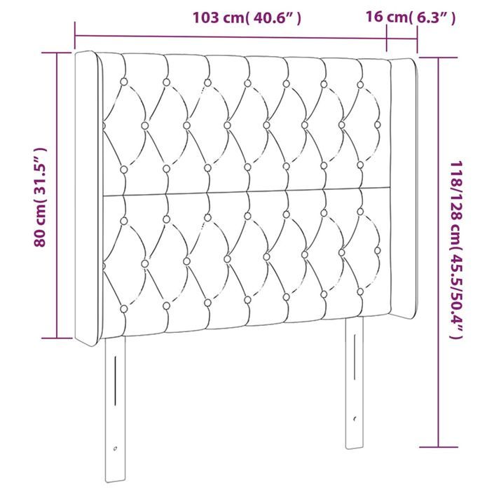 Tête de lit avec oreilles Crème 103x16x118/128 cm Tissu - Photo n°9