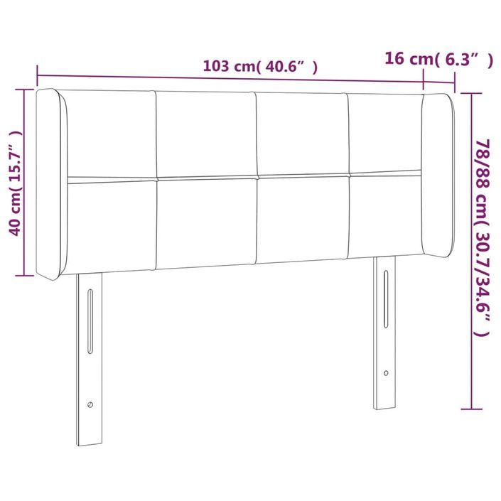 Tête de lit avec oreilles Crème 103x16x78/88 cm Tissu - Photo n°9