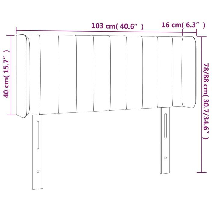 Tête de lit avec oreilles Crème 103x16x78/88 cm Tissu - Photo n°9