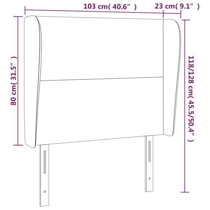 Tête de lit avec oreilles Crème 103x23x118/128 cm Tissu - Photo n°9