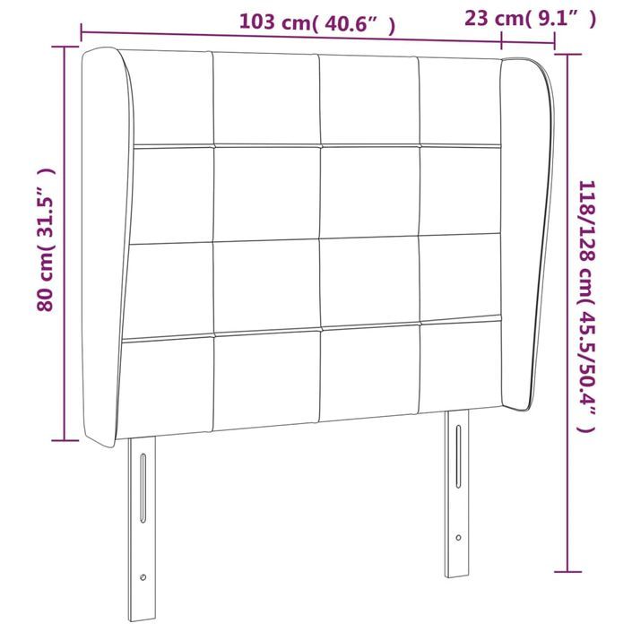 Tête de lit avec oreilles Crème 103x23x118/128 cm Tissu - Photo n°9