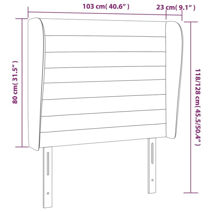 Tête de lit avec oreilles Crème 103x23x118/128 cm Tissu - Photo n°9