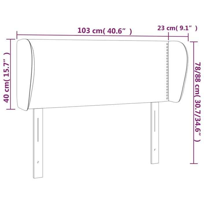 Tête de lit avec oreilles Crème 103x23x78/88 cm Tissu - Photo n°9