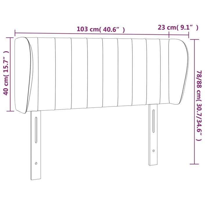 Tête de lit avec oreilles Crème 103x23x78/88 cm Tissu - Photo n°9