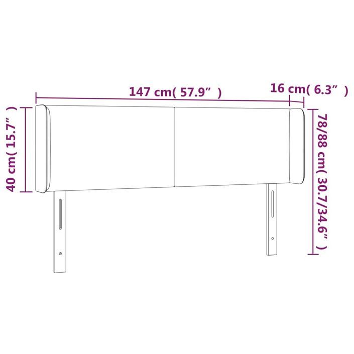 Tête de lit avec oreilles Crème 147x16x78/88 cm Tissu - Photo n°9