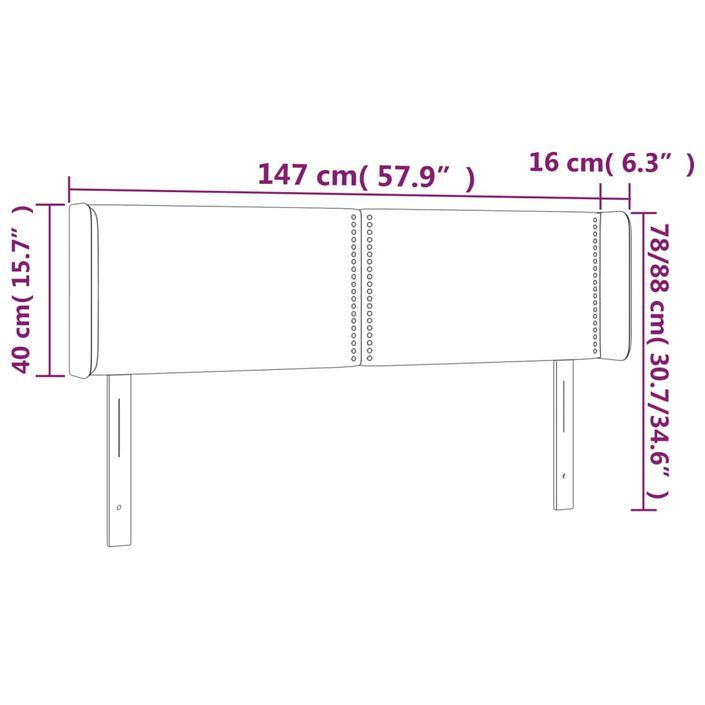 Tête de lit avec oreilles Crème 147x16x78/88 cm Tissu - Photo n°9