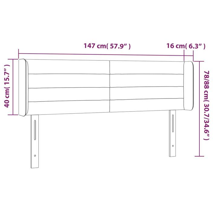 Tête de lit avec oreilles Crème 147x16x78/88 cm Tissu - Photo n°9