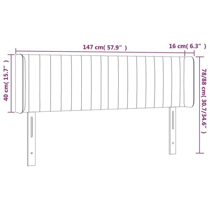 Tête de lit avec oreilles Crème 147x16x78/88 cm Tissu - Photo n°9