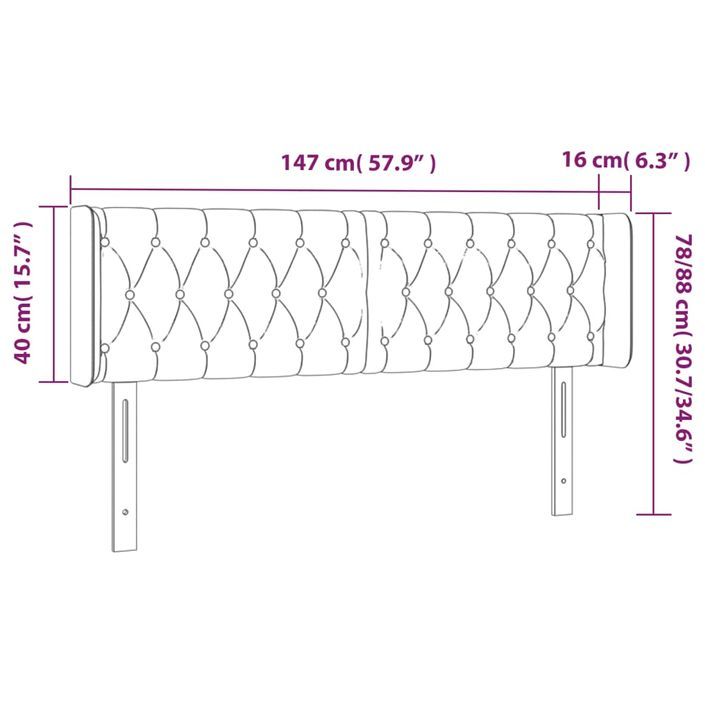 Tête de lit avec oreilles Crème 147x16x78/88 cm Tissu - Photo n°9